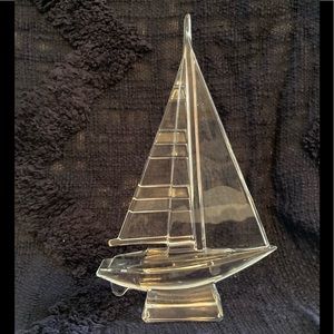 J. G. Durand Clear Cut Glass Sailboat